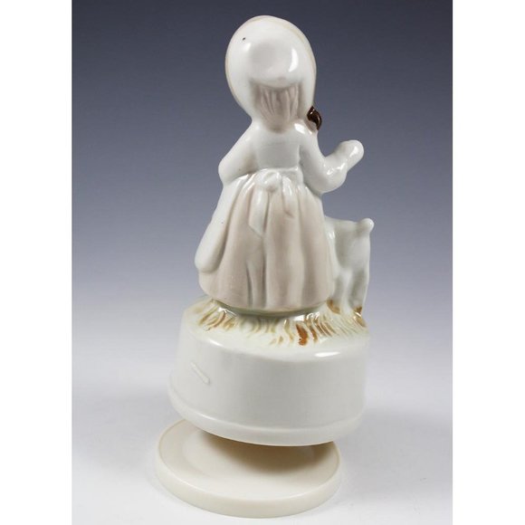 Vtg 1983 Action Industries Porcelain Musical Figure "Raindrops" Girl w/Fawn Bird - Picture 3 of 8